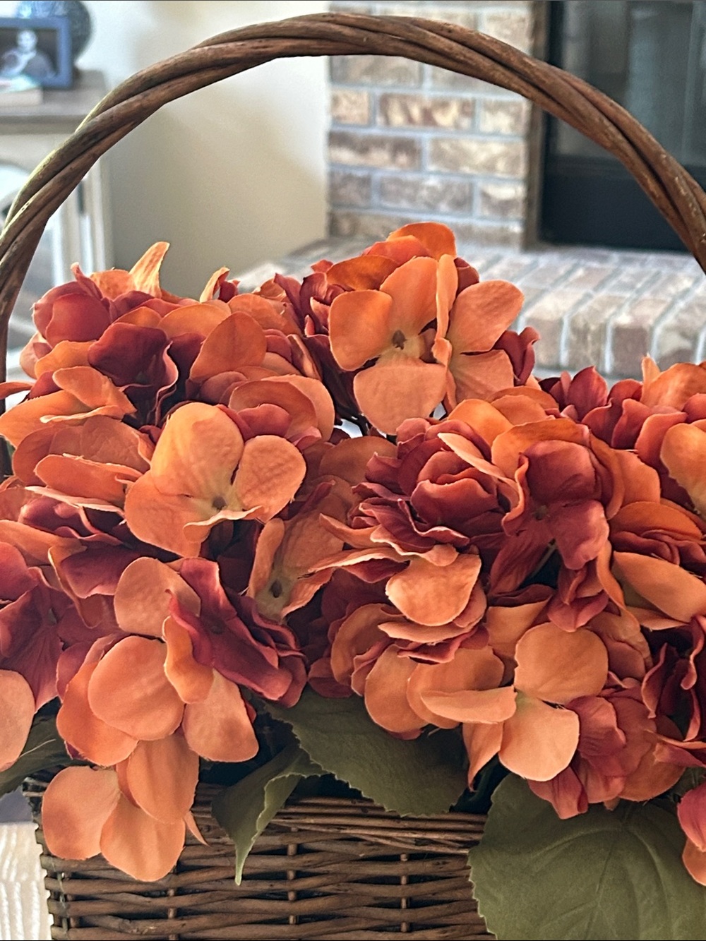 NWT! Fall Harvest Rust Orange Hydrangea Hanging Basket Floral Arrangement - Picture 3 of 7